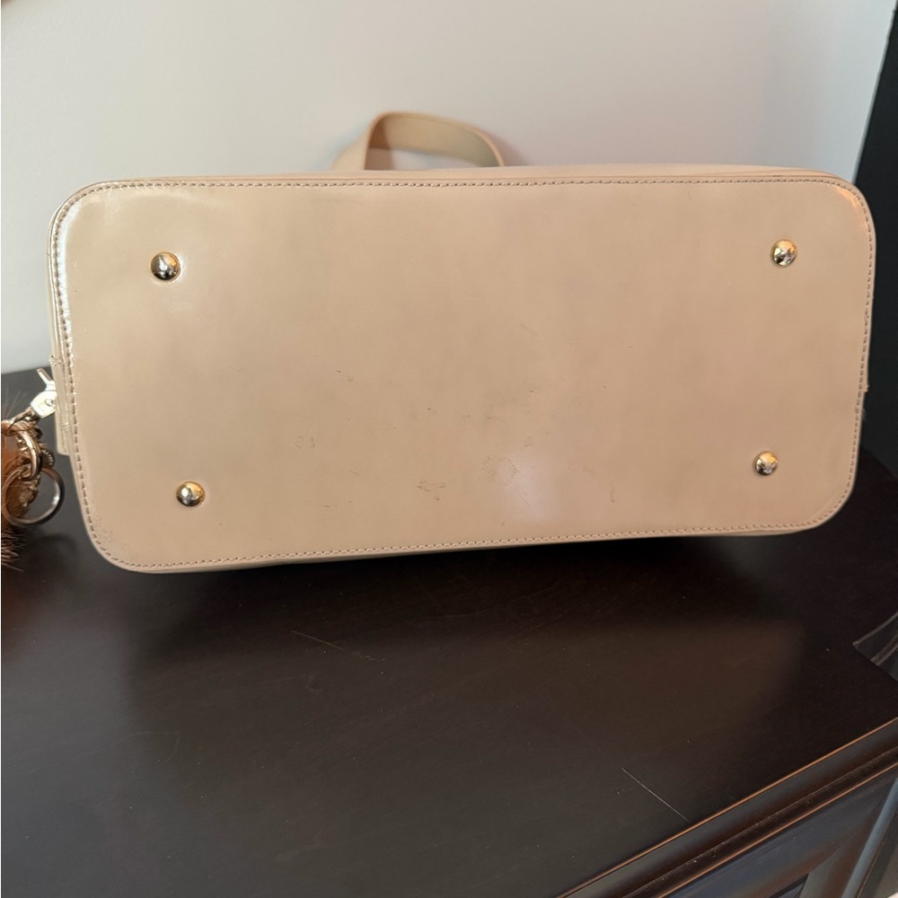 Beige Leather Handbag Gold Hardware - Made In Italy - Picture 5 of 7